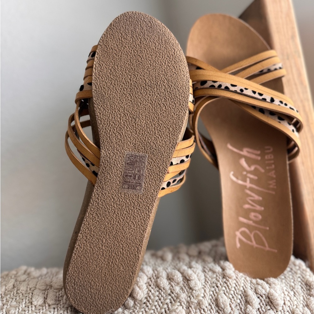Blowfish Leopard Print Slide Sandals 8